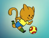 Desenho Gato futebol pintado por Jujuli