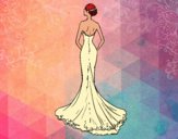 Desenho Vestido de noiva com cauda pintado por ANALUMA 