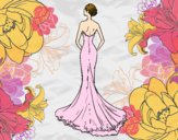 Desenho Vestido de noiva com cauda pintado por Luiza456