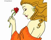 Desenho Princesa com uma rosa pintado por luanah 
