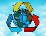 Desenho Mundo reciclagem pintado por kellyalmei