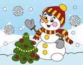 Desenho Boneco de neve do cartão de Natal pintado por Keithy 