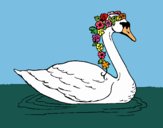 Desenho Cisne com flores pintado por Craudia