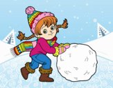 Desenho Pequena garota com grande bola de neve pintado por ImShampoo