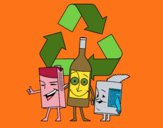 Desenho Contentores de reciclagem pintado por Craudia