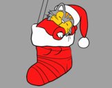 Desenho Gatinho dormindo em uma meia de Natal pintado por karollynne
