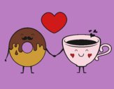 Desenho O amor entre donut e chá pintado por ThaySilvaa