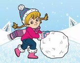 Desenho Pequena garota com grande bola de neve pintado por Keithy 