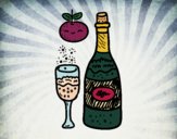 Desenho  Taça de champanhe Véspera de Ano Novo pintado por Craudia