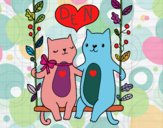 Desenho Gatinhos apaixonados pintado por Natani