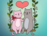 Desenho Gatinhos apaixonados pintado por Sillvana