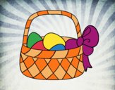 Desenho Cesta com ovo de páscoa pintado por Craudia