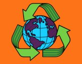 Desenho Mundo reciclagem pintado por Craudia