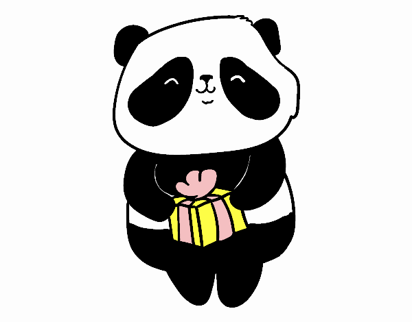 Panda com presente