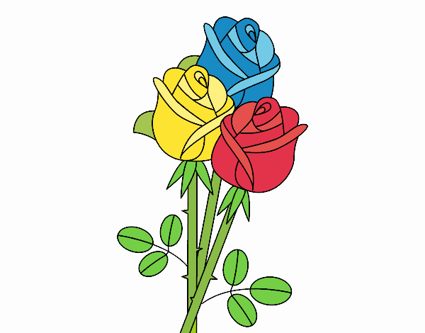 Desenho de rosas coloridas pintado e colorido por Usuário não registrado o  dia 08 de Janeiro do 2020