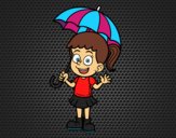 Uma menina com um guarda-chuva