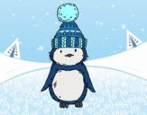 Pinguim com chapéu do inverno