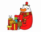 Urso ter presentes de Natal