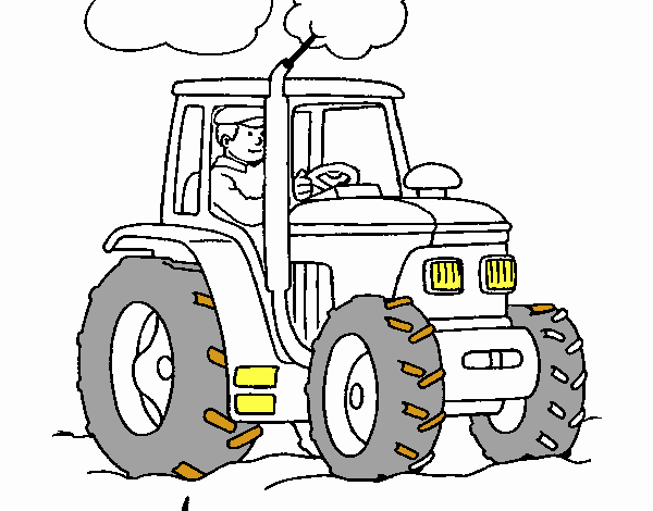 Desenho de Tractor em funcionamento pintado e colorido por Usuário não  registrado o dia 21 de Outobro do 2011