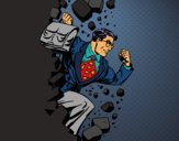 Superhero quebrar uma parede