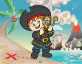 Menino do pirata e seu macaco