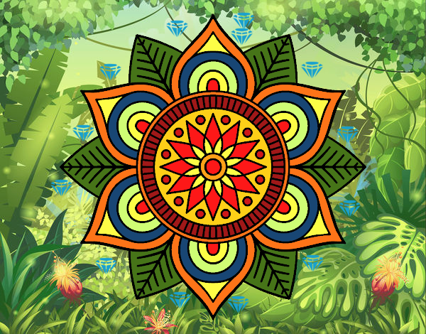 Desenho de Mandala da flor da estrela pintado e colorido por Usuário não  registrado o dia 20 de Abril do 2022