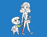 Mãe andando com criança