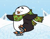 Pinguim de patinagem no gelo