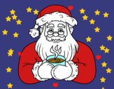 Papai Noel com xícara de café