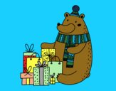 Urso ter presentes de Natal
