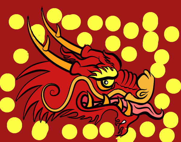 Drago rosso cinese dai magici poteri del sole
