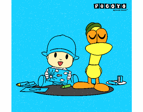 Desenhos de Pocoyo e Pato para Colorir e Imprimir 