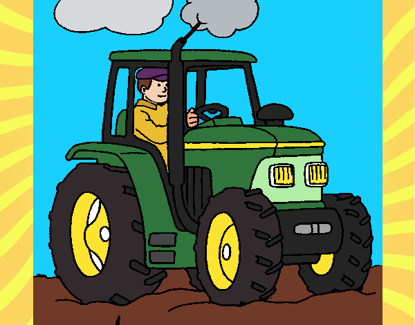 Desenho de Tractor em funcionamento pintado e colorido por Usuário não  registrado o dia 23 de Agosto do 2011
