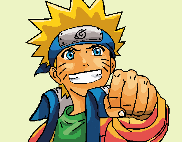 Desenho de Naruto alegre pintado e colorido por Grandtest o dia 15