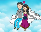 Newlyweds em uma nuvem