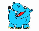 Desenho de Hipopótamo com a boca aberta para Colorir - Colorir.com