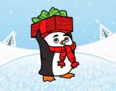Pinguim com presente de Natal