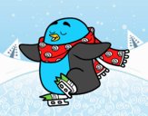 Pinguim de patinagem no gelo