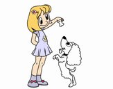Menina com cachorro