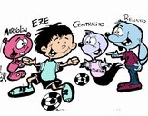 Markolin, Eze, Centralito e Renato jogando futebol