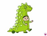 Criança vestida como um dinossauro