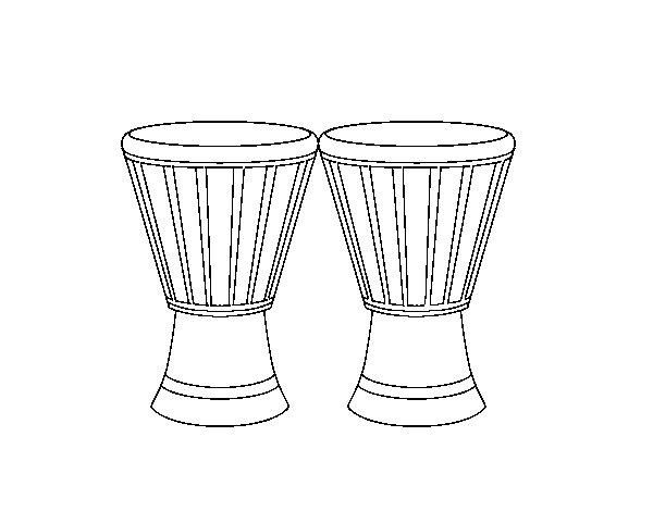 Desenho de 2 Djembes para Colorir