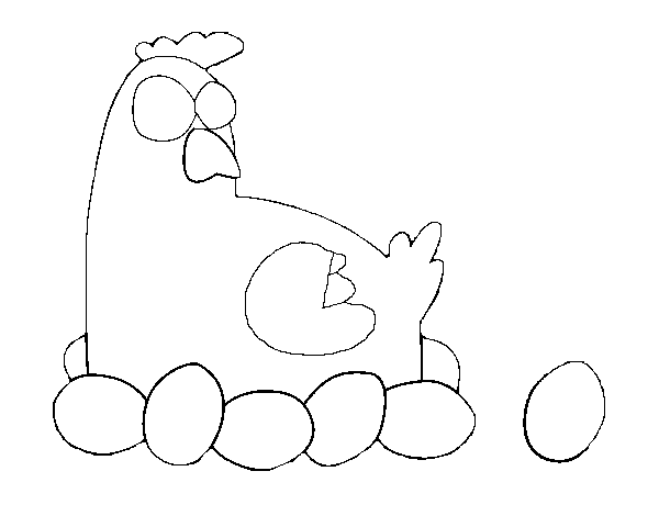 Desenho de A incubação de galinha para Colorir