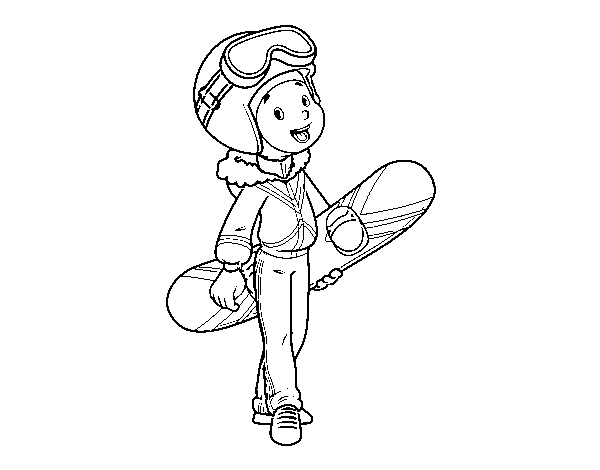 Desenho de A menina Snowboard para Colorir