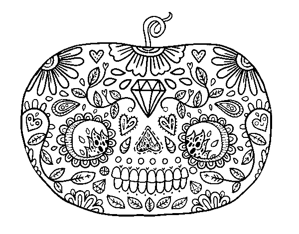Desenho de Abóbora de dia dos mortos para Colorir