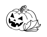 Desenho de Abóbora de halloween decordada para colorear