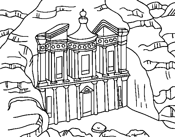 Desenho de Al Khazneh de Petra para Colorir