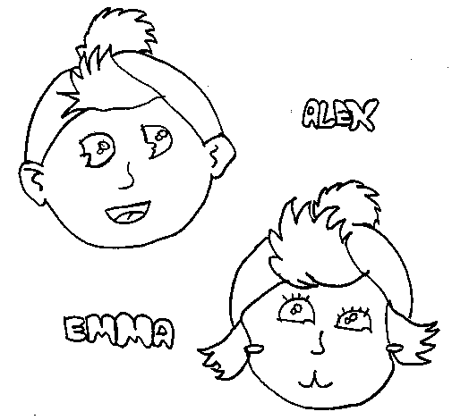 Desenho de Alex e Emma para Colorir