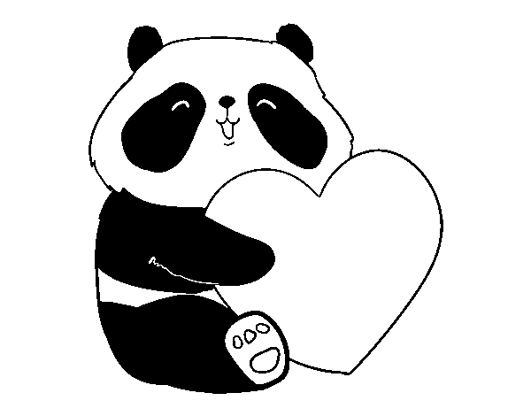 Desenho de Amor Panda para Colorir