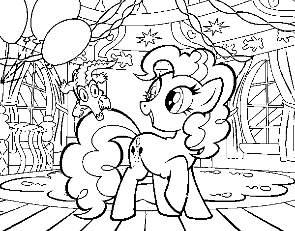 Desenho de  Aniversário do Pinkie Pie para Colorir